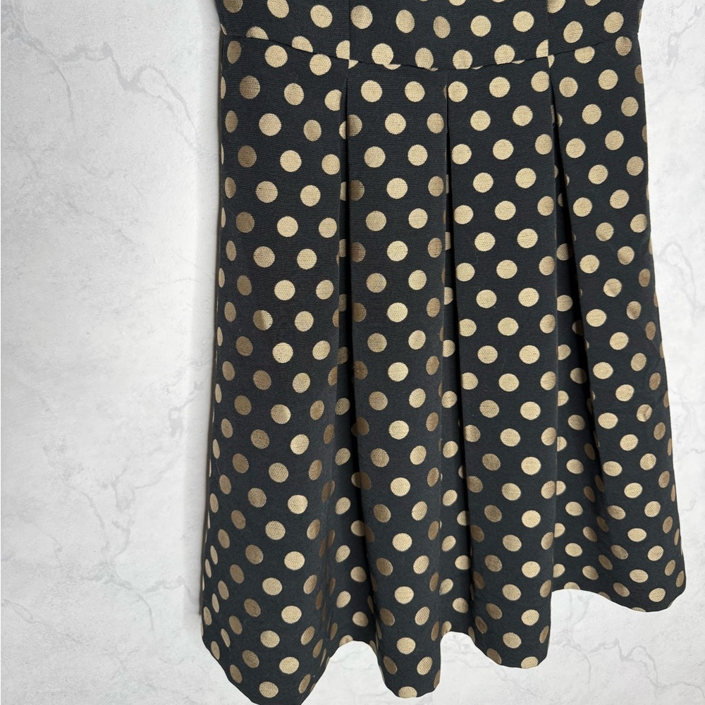 Talbots retro black polka dot pleated fit and flare party dress - Picture 4 of 7